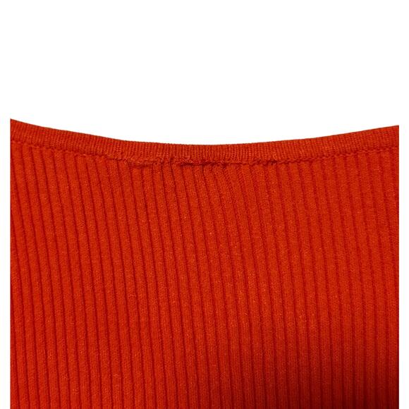 LAPOINTE One Shoulder Rib Knit Orange Midi Designer Dress XS Wedding Vacation - Picture 8 of 10